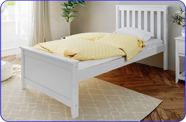 White Solid Wood Bed Frame
