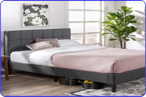 Zinus Lottie Square Stitched Platform Bed