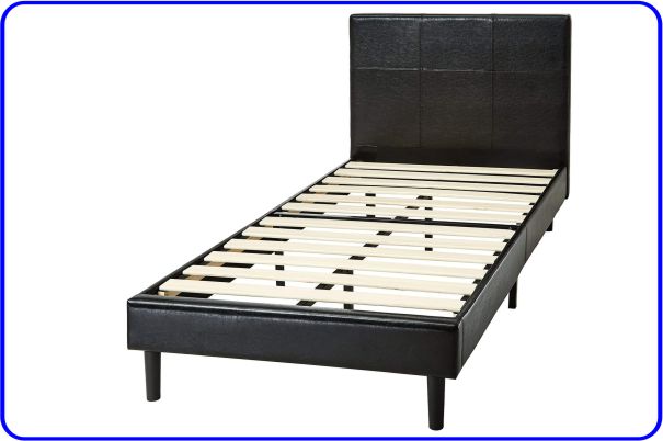 Memory Foam Bed Frame with a Leather Headboard